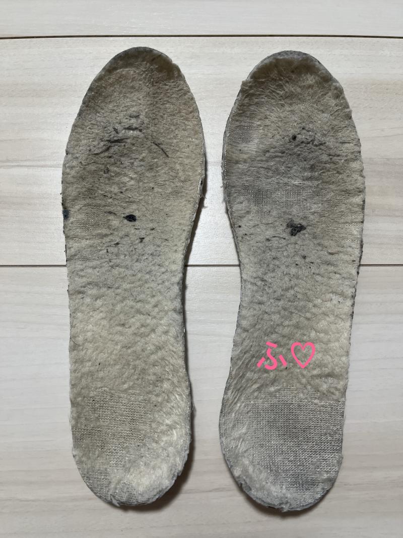 ●たっぷり2年間愛用●夏も冬も2年間ブーツの中で蒸れ蒸れになった汚くて臭くて薄くなってる冬用中敷き●
