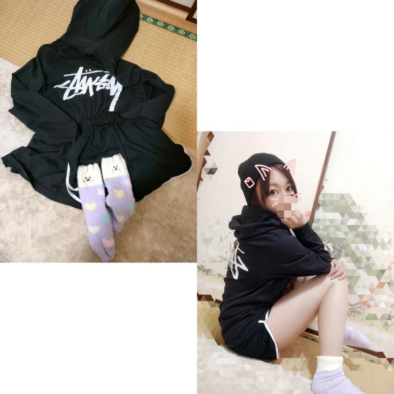 全て３日連続着用♡モコモコソックス＆stussyパーカー＆ショートパンツ♡