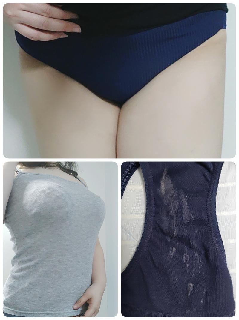 セットSALE☆脇汗たっぷり濃厚わきが臭キャミ&お汚れ白浮きパンティ