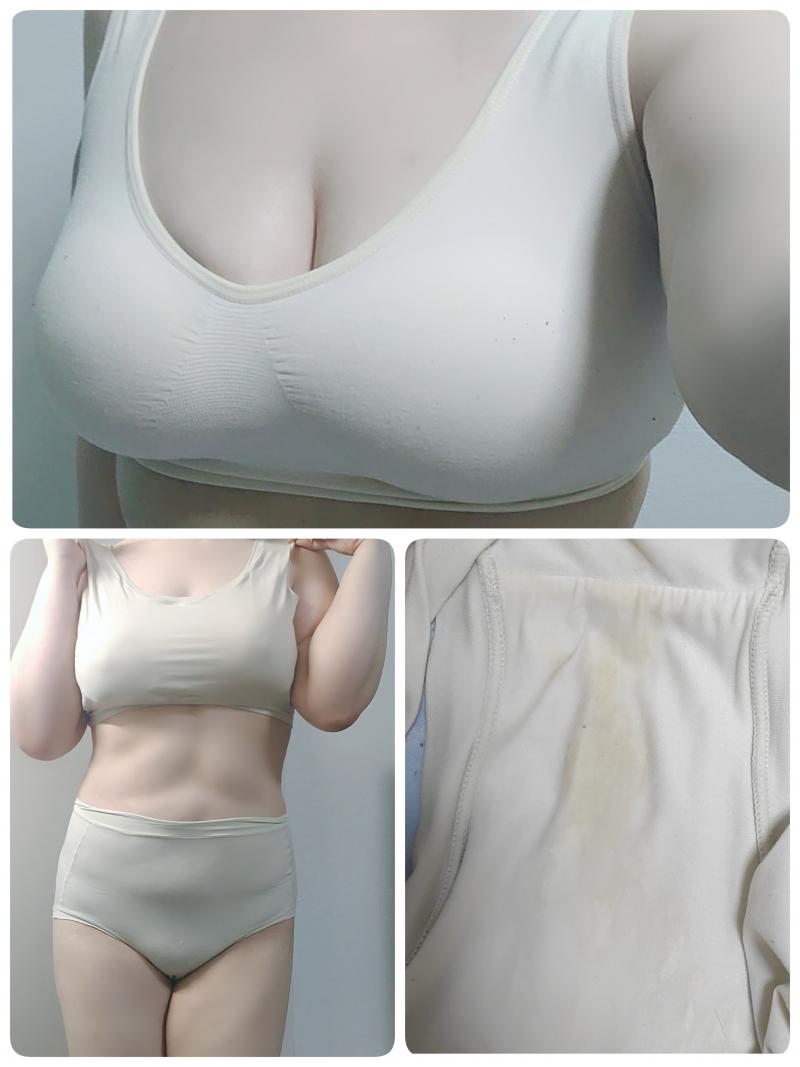 連続着用でわきが臭強めブラ&蒸れパンティ