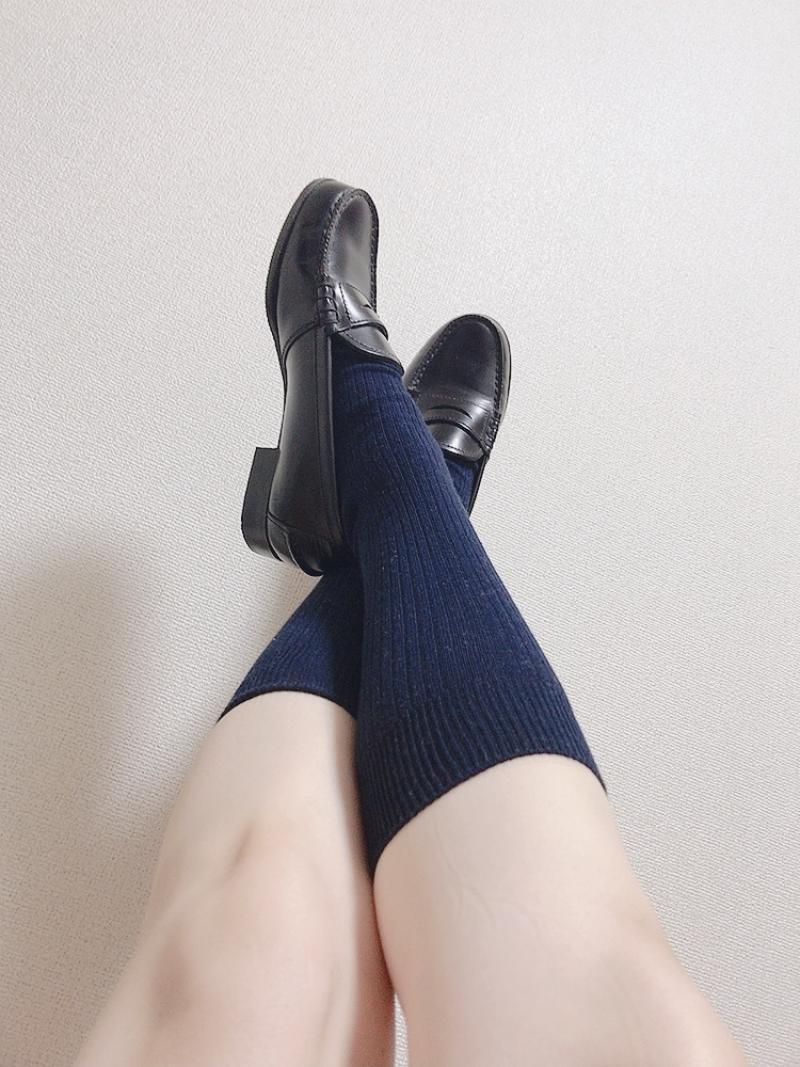 Poloの紺色スクールハイソックス♡やばすぎ10日履き♡