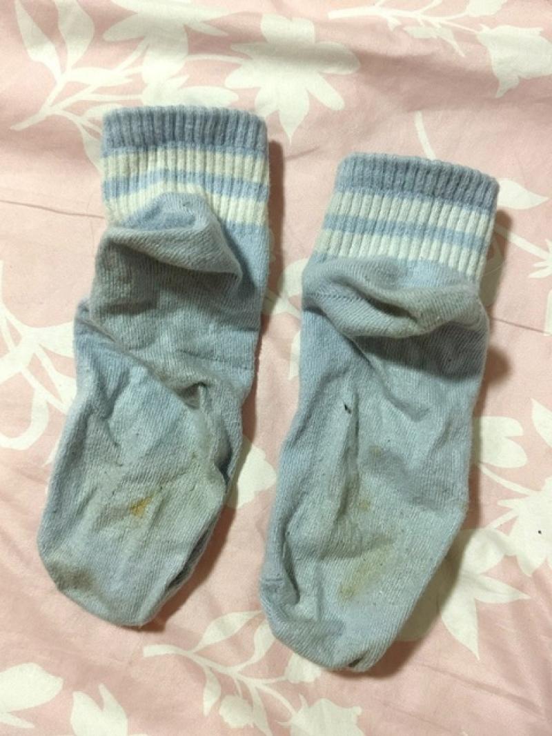 【2日着用+2回運動付き】落ちない足裏汚れ…水色の足首しっかりラインソックス♥