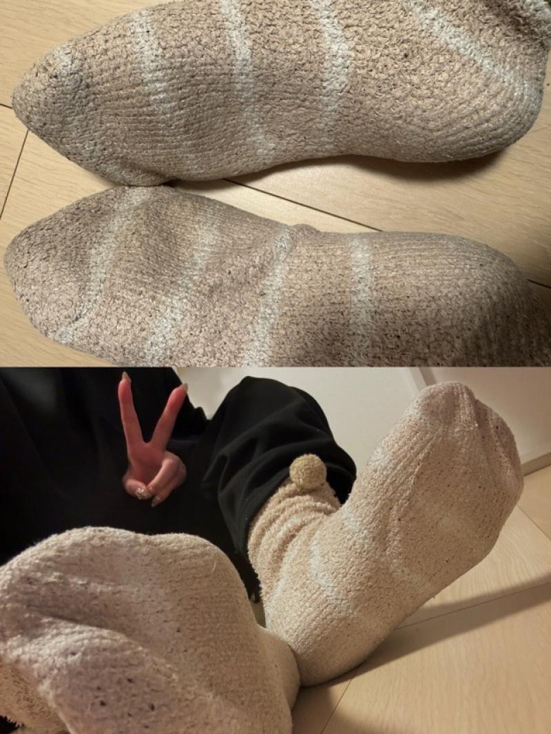 【オプにて着画動画付き】3年以上愛用モコモコくまちゃん靴下 2週間外から帰ってきたら着用して酸っぱ臭い靴下