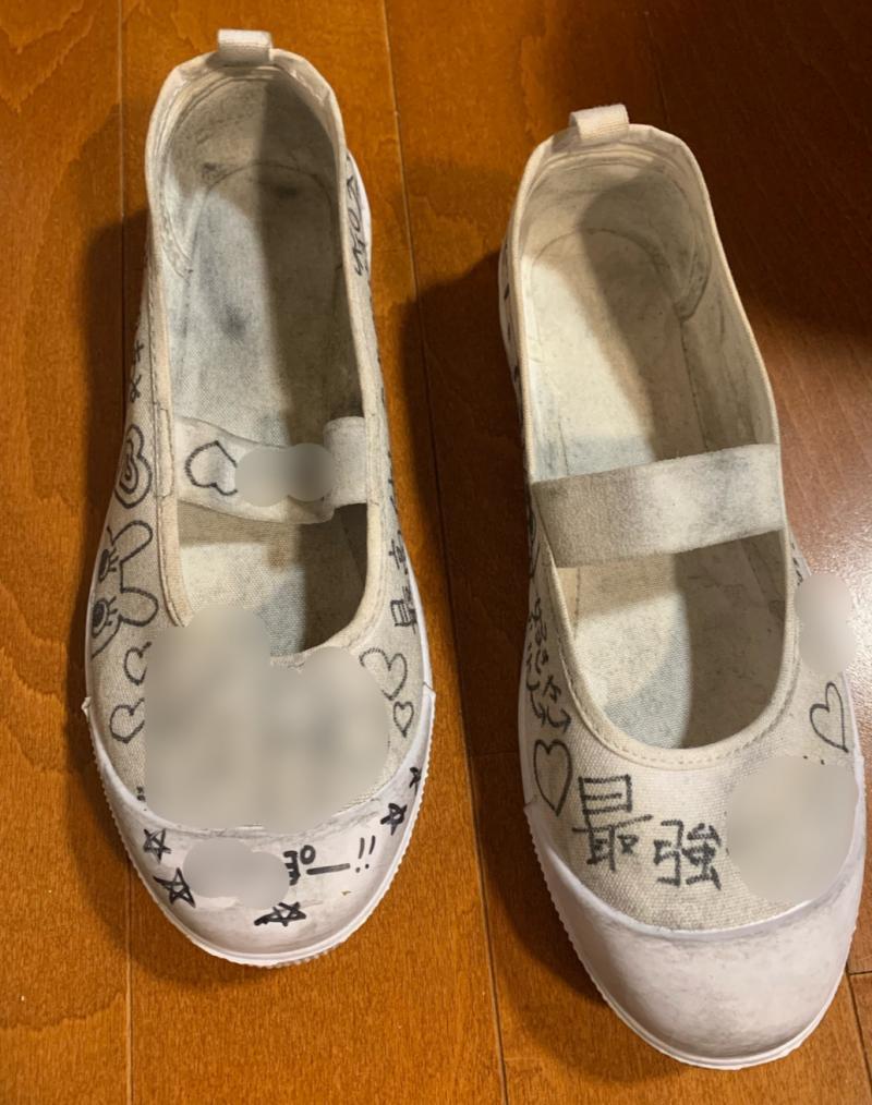 思い出も足臭も詰まった最強上履き♡♡落書き記名あり秘密厳守でお願いねΣ(・□・;)