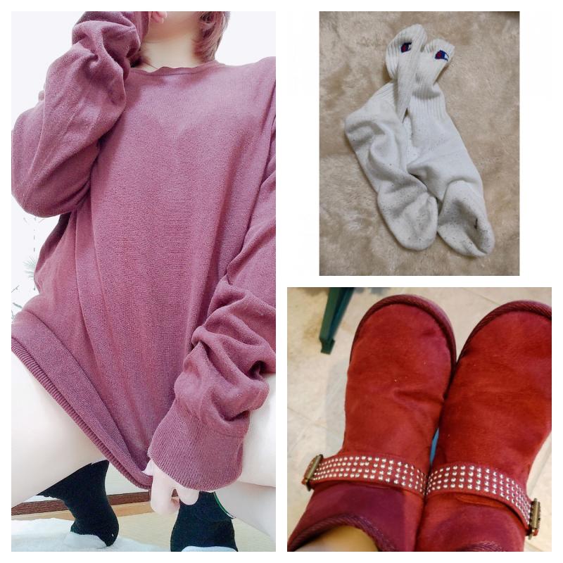 4日連続着用Championソックス＆お気に入りブーツ＆1週間連続着用ロンＴセット♡