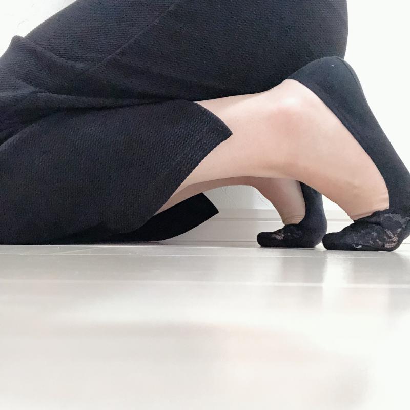 パンプス用靴下 黒レース